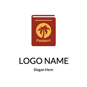 Passport Logo Coconut Tree Sun Passport logo design