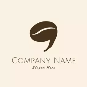 引用ロゴ Coffee Bean and Comma Symbol logo design