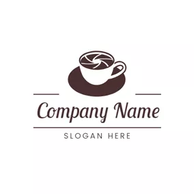Espresso Logo Coffee Cup and Photography Lens logo design