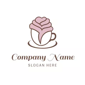 ドリンクのロゴ Coffee Cup and Rose Shape logo design