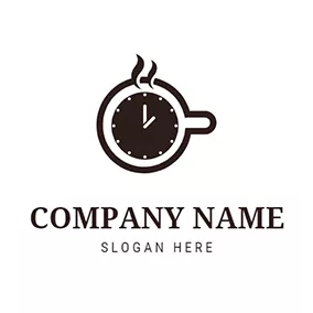 Logotipo De Café Coffee Cup Circle Clock Time logo design
