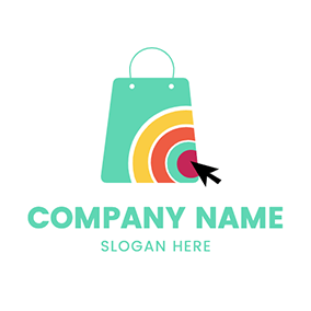 Online Logo Color Bag Cursor Online Shopping logo design