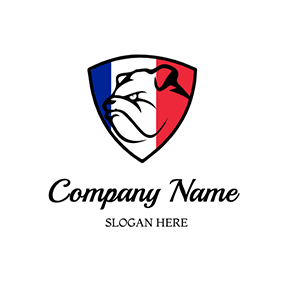 ブルドッグロゴ Color Shield Dog France logo design