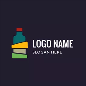 コラージュロゴ Colorful Alcohol Bottle Icon logo design