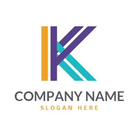 Blue Logo Colorful and Crossed Letter K logo design