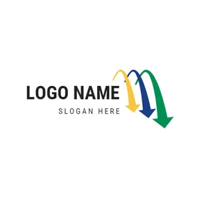 Logotipo De Curva Colorful Arrow and Arch logo design