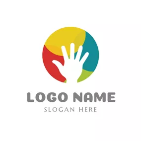 兒童Logo Colorful Ball and White Hand logo design