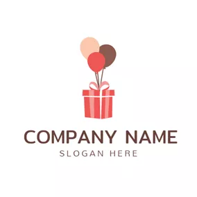 Geschenk Logo Colorful Balloon and Red Gift Box logo design