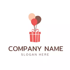 礼物Logo Colorful Balloon and Red Gift Box logo design