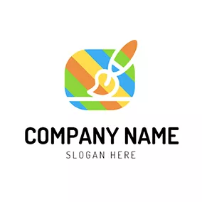 カラフルなロゴ Colorful Brush and Paint logo design