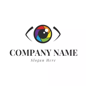 光圈logo Colorful Camera Lens Icon logo design