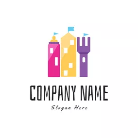 Colorful Logo Colorful Castle and Baby Fork logo design