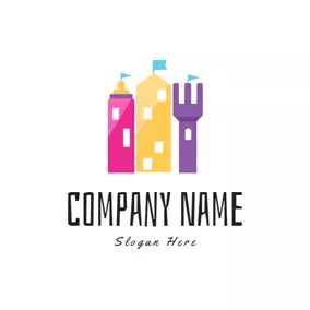 Logotipo Colorido Colorful Castle and Baby Fork logo design