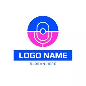マイクロゴ Colorful Circle and Abstract Microphone logo design