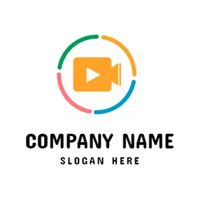 Vlog Logo Colorful Circle and Film Projector logo design