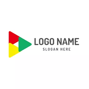 Green Logo Colorful Combined Play Button logo design