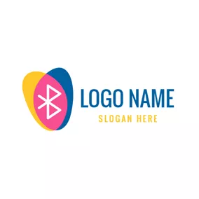 Pink Logo Colorful Decoration and Bluetooth logo design