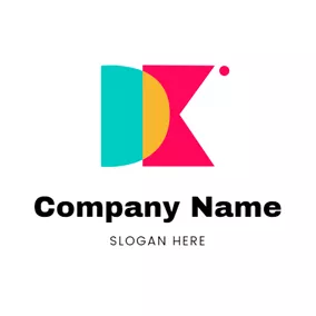 D K ロゴ Colorful Decoration and Unique Letter logo design