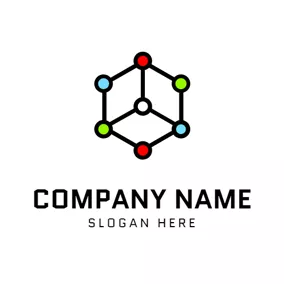 接続するロゴ Colorful Dot and Blockchain logo design