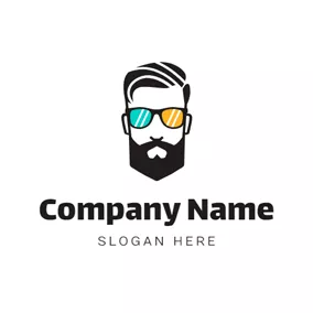 鬍鬚logo Colorful Glasses and Human Head logo design
