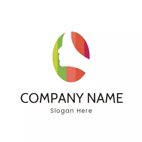 Color Logo Colorful Hair and White Female Head logo design
