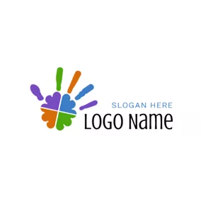 数学ロゴ Colorful Hand and Stem Symbol logo design
