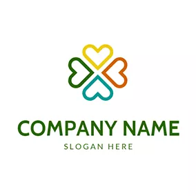 幸运草 Logo Colorful Heart and Combined Clover logo design
