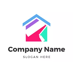 ロゴを描く Colorful House and Paint logo design