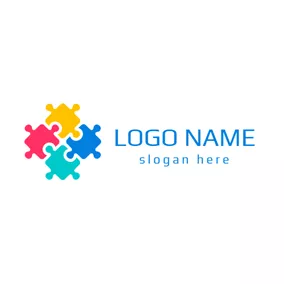锯子logo Colorful Jigsaw Puzzle logo design