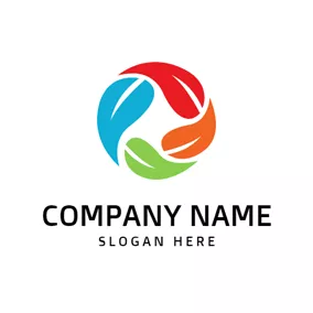 Rainbow Logo Colorful Leaves and Rainbow logo design