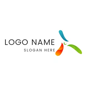 螺旋槳 Logo Colorful Line and Abstract Propeller logo design