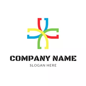 加号 Logo Colorful Line and Plus logo design