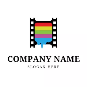 电影logo Colorful Oil Paint and Film logo design
