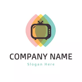 Logotipo De TV Colorful Overlay and Black Tv logo design