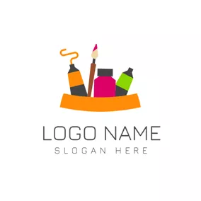 畫廊 Logo Colorful Paintbrush and Pigment logo design