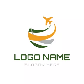 Logótipo De Agência De Viagens Colorful Pathway and Airplane logo design