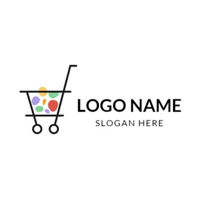 Shopping Logo Colorful Pattern and Black Trolley logo design