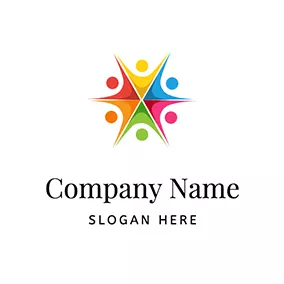 協会のロゴ Colorful People Figure Hello logo design