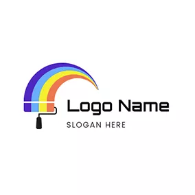 刷子logo Colorful Rainbow and Brush logo design