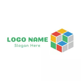 区块 Logo Colorful Rubik Cube logo design