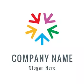 雪花 Logo Colorful Snowflake and Arrow logo design