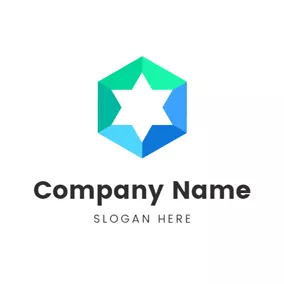 多邊形 Logo Colorful Star and Polygon logo design