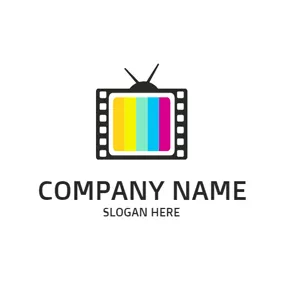 Cut Logo Colorful Stripe and Cute Tv logo design