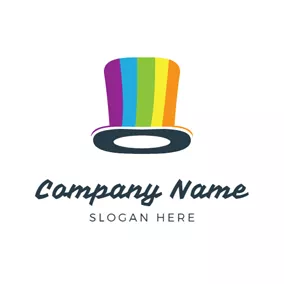 Logotipo De Magia Colorful Stripe and Magic Hat logo design