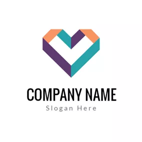 爱Logo Colorful Stripe Heart logo design