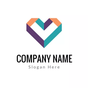 Green Logo Colorful Stripe Heart logo design