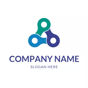 鏈條logo Colorful Triangle and Chain logo design