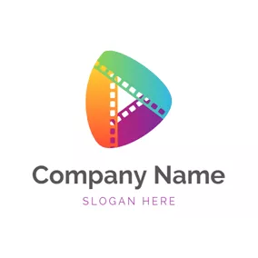Logótipo Colorido Colorful Triangle and Film logo design
