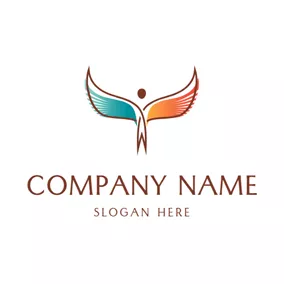 妖精ロゴ Colorful Wing and Angel logo design
