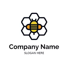 Bee Logo Comb and Bee Icon logo design